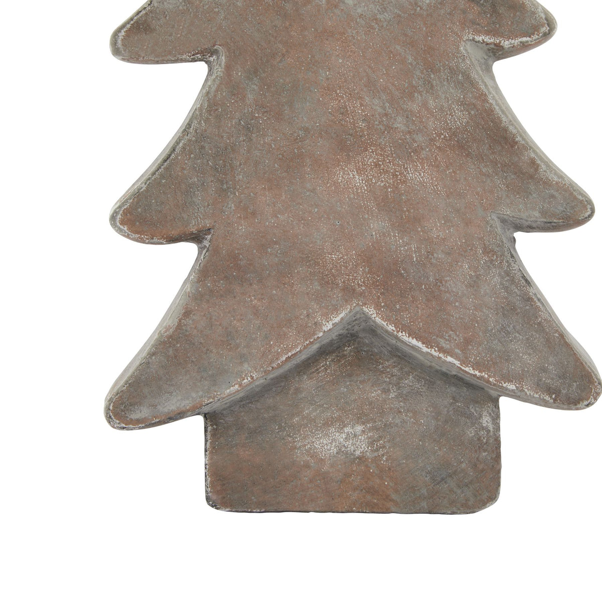 Detail of the lower branches and short trunk, with fine pale speckling across the brown-grey tree ornament.
