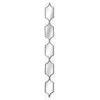 Full view of a tall, narrow wall mirror with five linked reflective panels and a silver-toned outline on a white background.