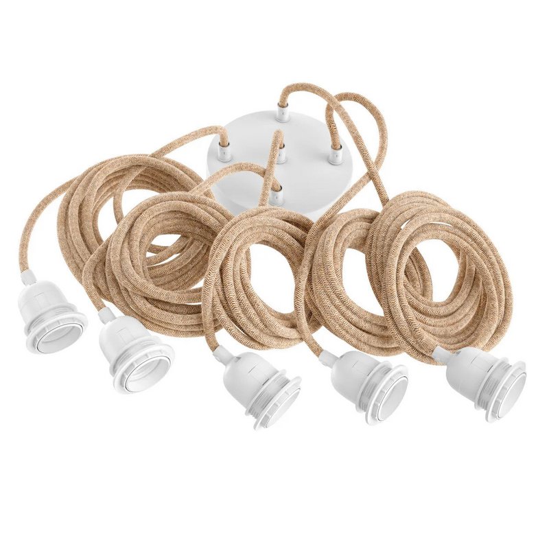 Natural-White Ceiling Lamp Fitting – Five-Light — five-drop natural-white ceiling fitting set