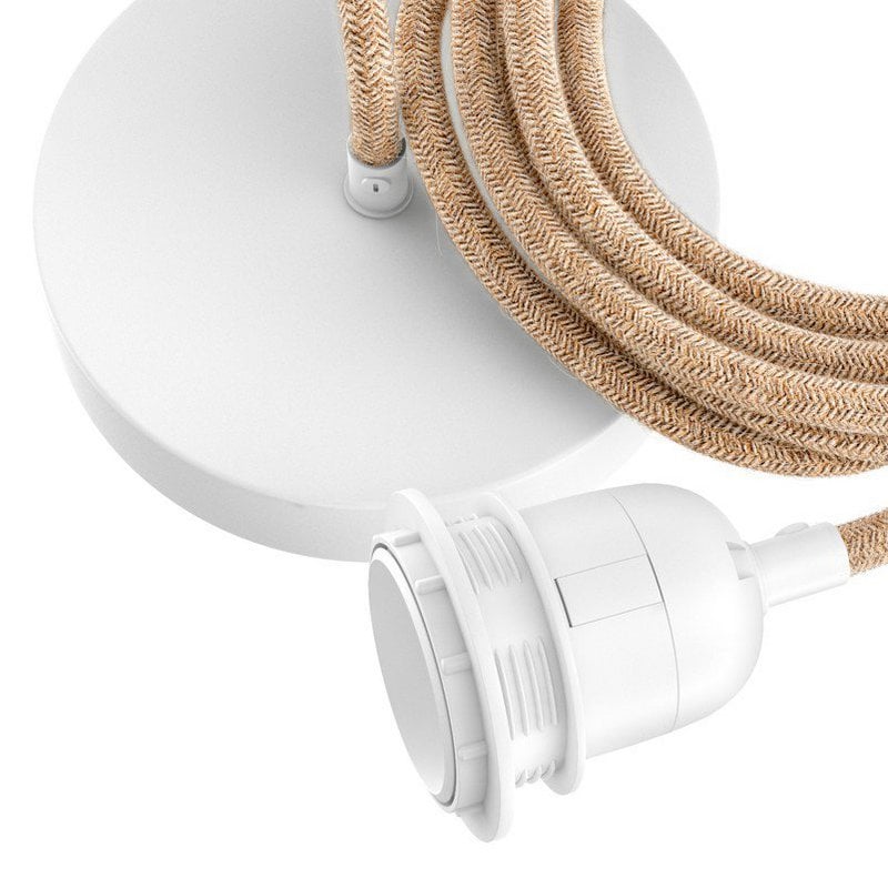 Natural-White Ceiling Lamp Fitting – Single — white E27 socket close-up