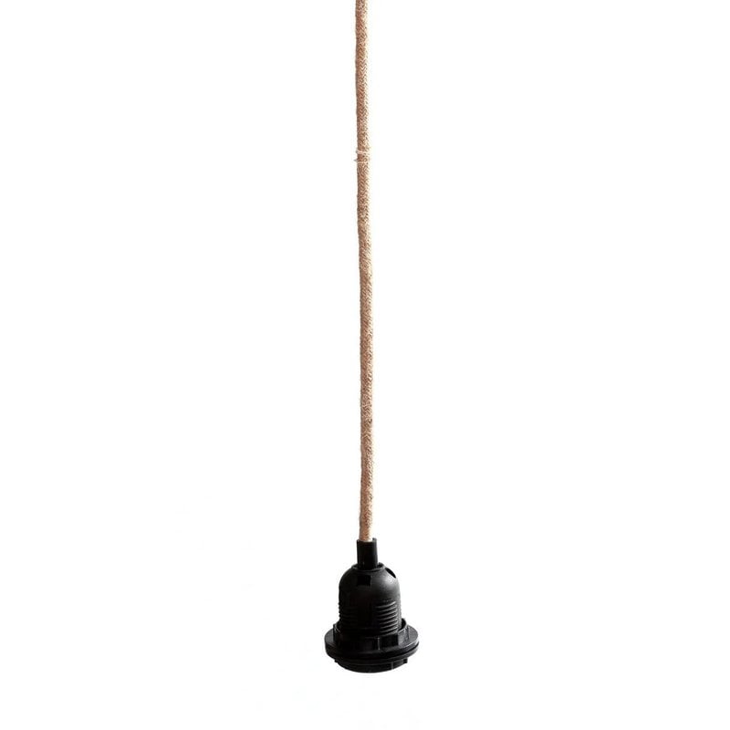 Natural-Wrapped Ceiling Lamp Fitting – Black, Single — full single ceiling drop