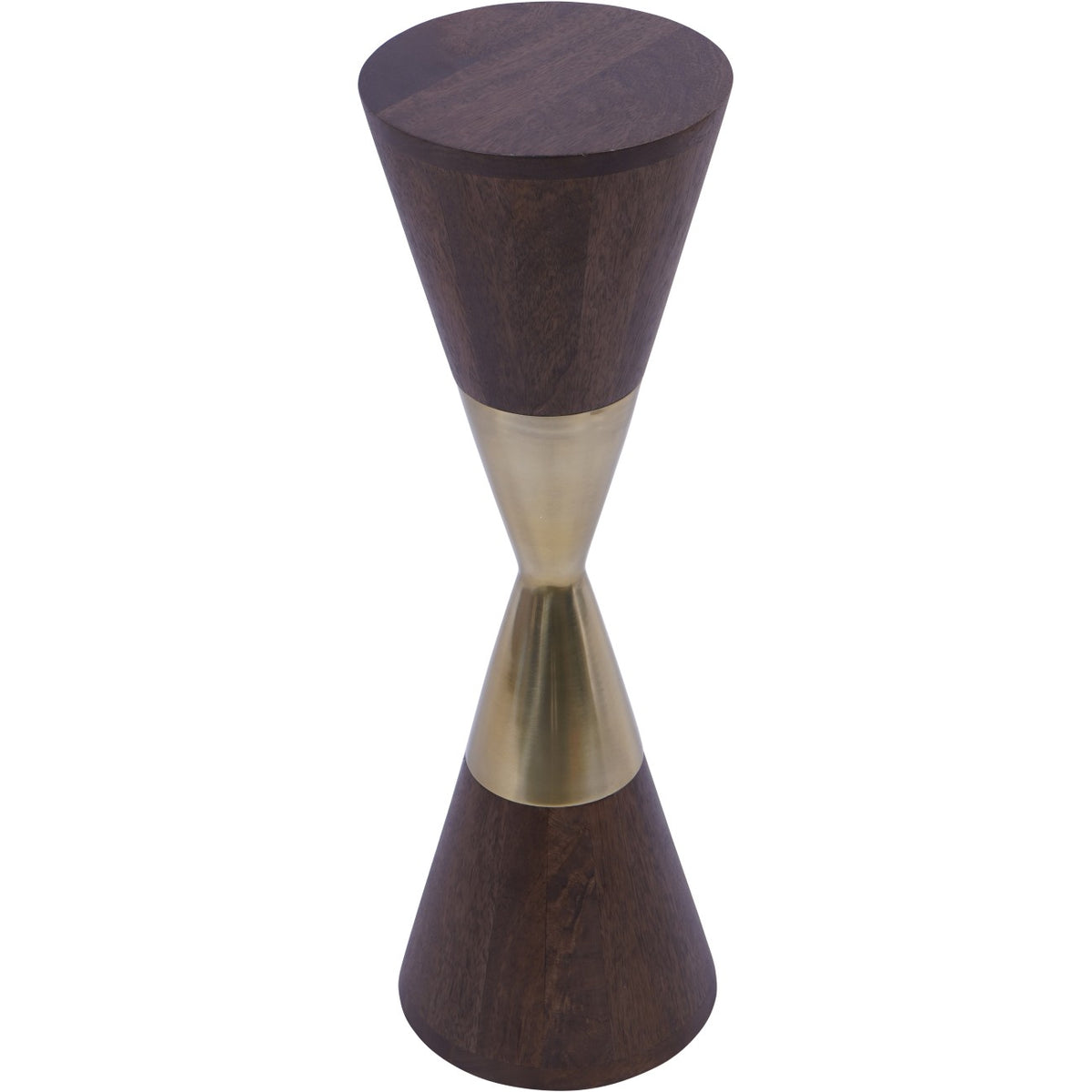 Obelisk Cocktail Table viewed from above at an angle, showing its round wooden top and tapered profile.