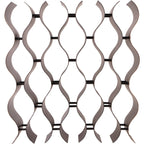 Straight-on view of the empty wine rack with repeating curved bottle openings against a white background.