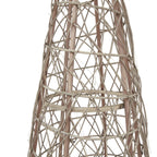 Detail of the tree body showing pale crossing strands, brown upright pieces and fine light wire within the open weave.