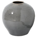 Grey Ovoid Crackle Vase showing its rounded body, tapered base and wide circular opening against a white background.