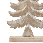 Close-up of the tree's broad lower branches, tapered trunk and rectangular base with pale white surface accents.