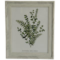 Front view of a pale grey-white portrait photo frame with a layered rubbed border and a green botanical insert marked 8 × 10 inches.