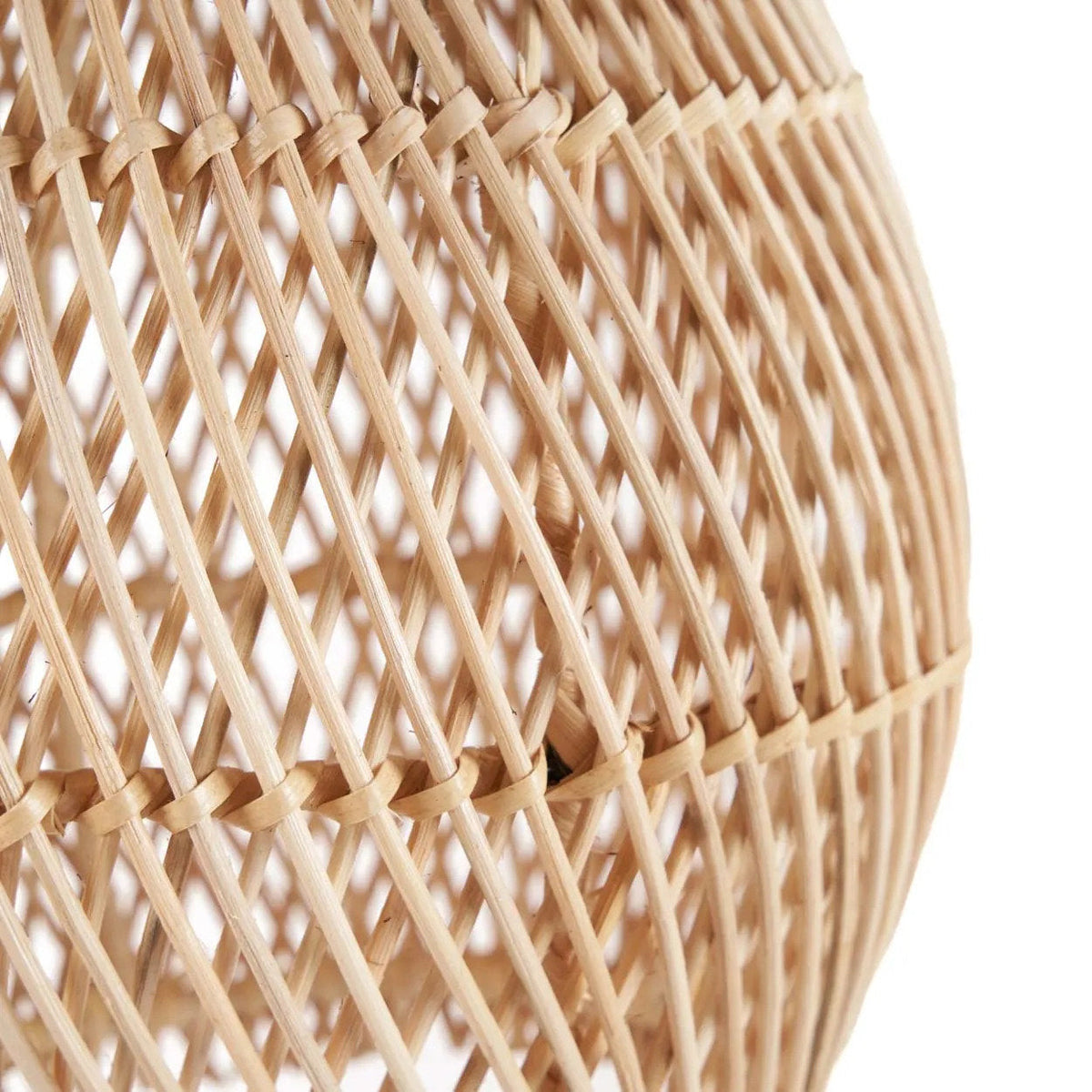 Piccolo Rattan Pendant Light – Natural, Small – rattan lattice weave close-up