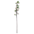 Full view of the Pinkbud artificial blossom branch, with white flowers and green leaves clustered above a long bare dark-brown stem.