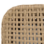 Close-up of the brown base's curved corner, showing ridged strands crossing in an open basket-weave pattern.
