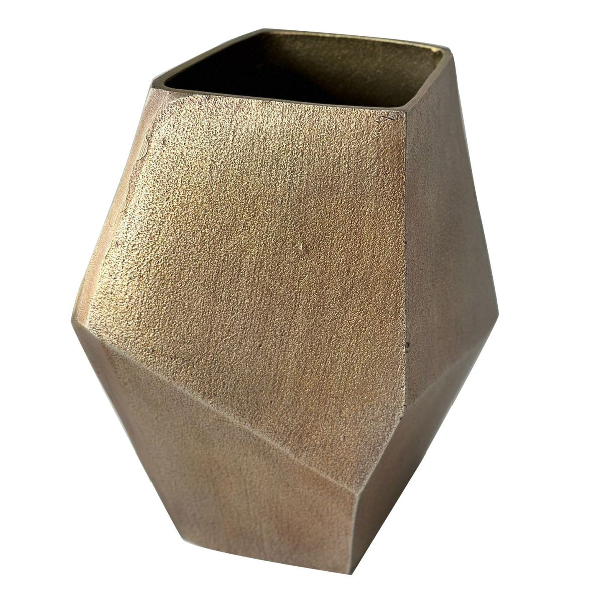 Prism vase viewed from above at an angle, revealing the square opening and dark interior.