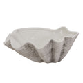 Radiating Shell Planter with an open off-white interior, textured grey ribs and a wavy rim against a white background.