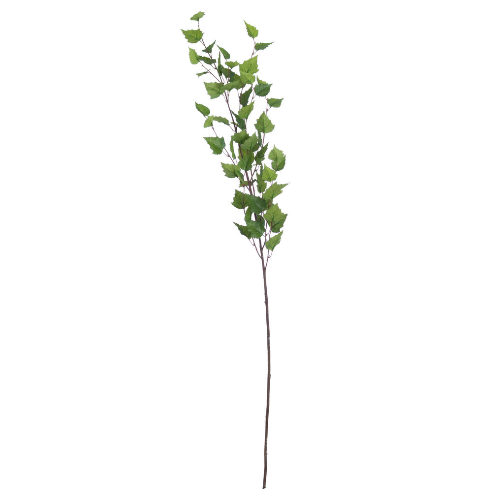 Full view of the Redbranch Leaf artificial foliage spray, with green leaves branching above a long reddish-brown stem on a white background.