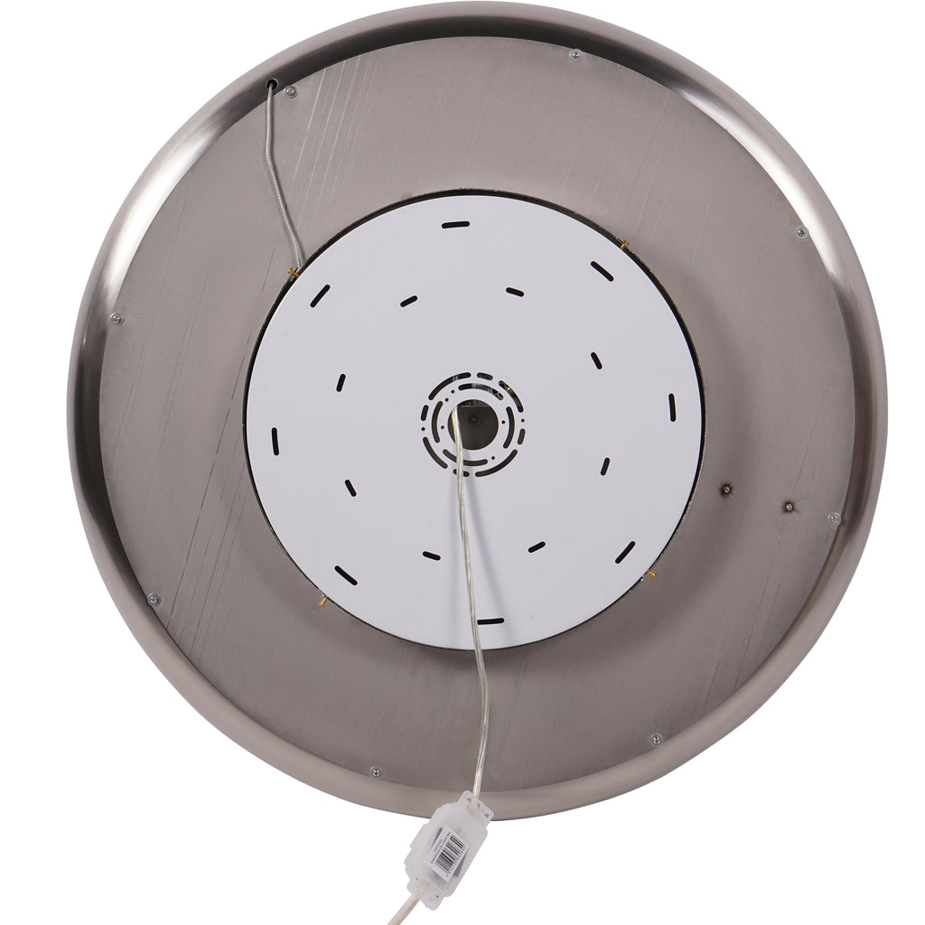 Rear view of the circular mirror, showing a central round panel with narrow slots inside the outer surround.