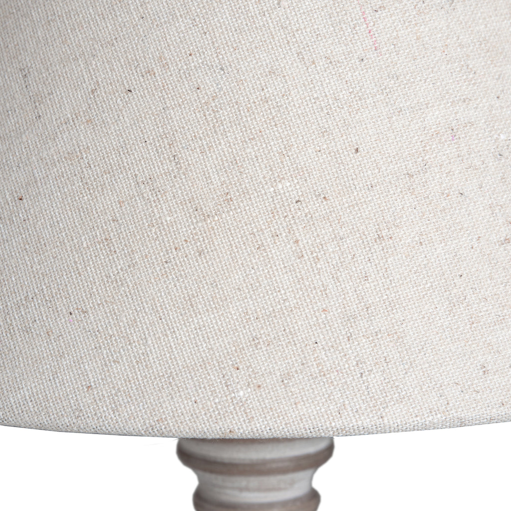 Close-up of the light lampshade showing its coarse woven texture and scattered coloured flecks.
