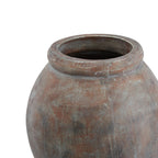 View into the Rolled Jar Planter's open mouth, showing its thick curved rim, dark interior and mottled upper sides.