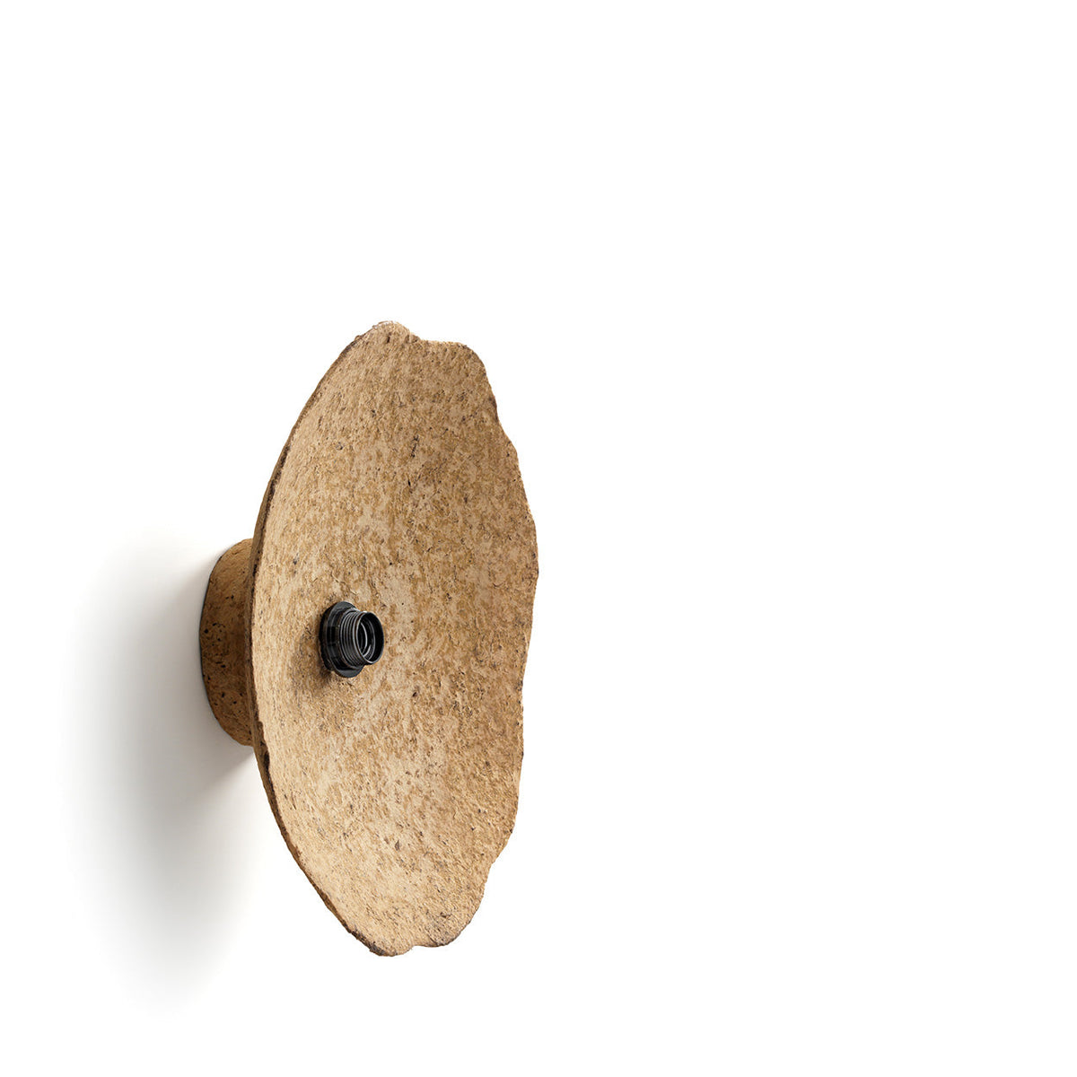 Sahara Glow Papier-Mâché Wall Light – Mud, Medium — front oblique wall-light view