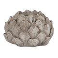 Scale Bud tea light holder against a white background, showing its rounded shape and overlapping scales in a mottled pale finish.
