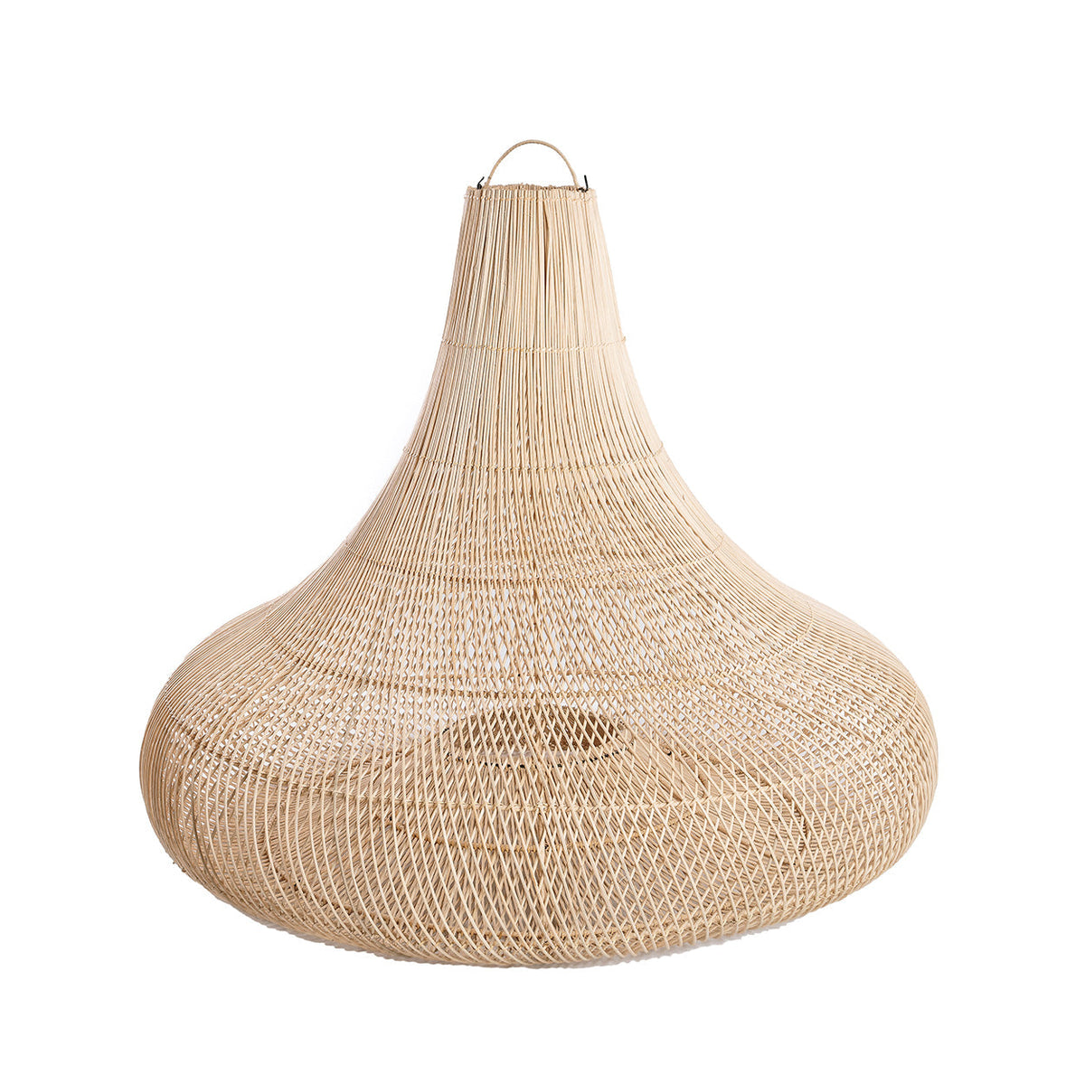Shala Rattan Pendant Light – Natural, Large – front product view on a white background