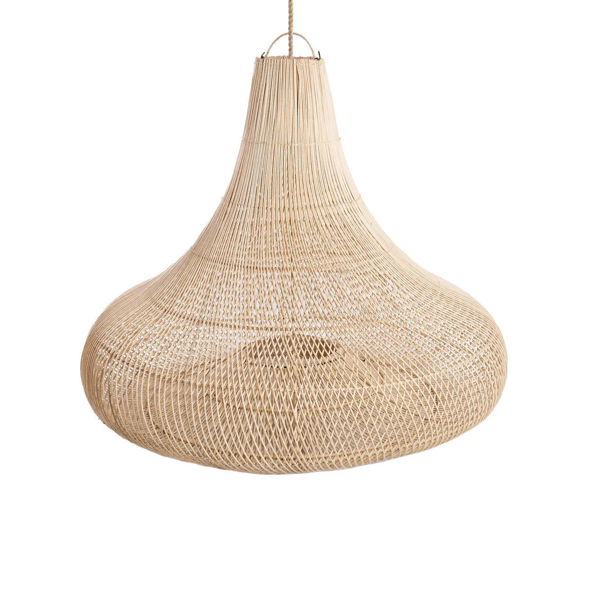 Shala Rattan Pendant Light – Natural, Large – angled product view on a white background