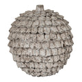 Shingle Orb Decorative Sphere shown upright, with overlapping scales and a short flat-topped projection against a white background.