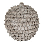 Shingle Orb Decorative Sphere shown upright, with overlapping scales and a short flat-topped projection against a white background.