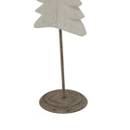 Close-up of the tree's lower whitewashed tiers, dark speckled stem and circular base with an aged-looking mottled finish.