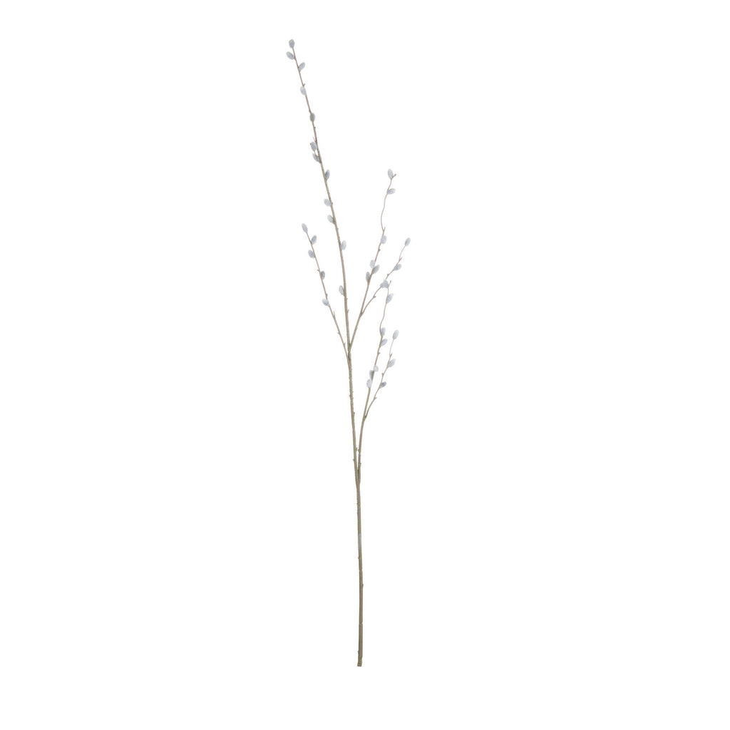 Full view of the Soft Catkin artificial stem, with slender brown-green branches and pale grey catkins against a white background.