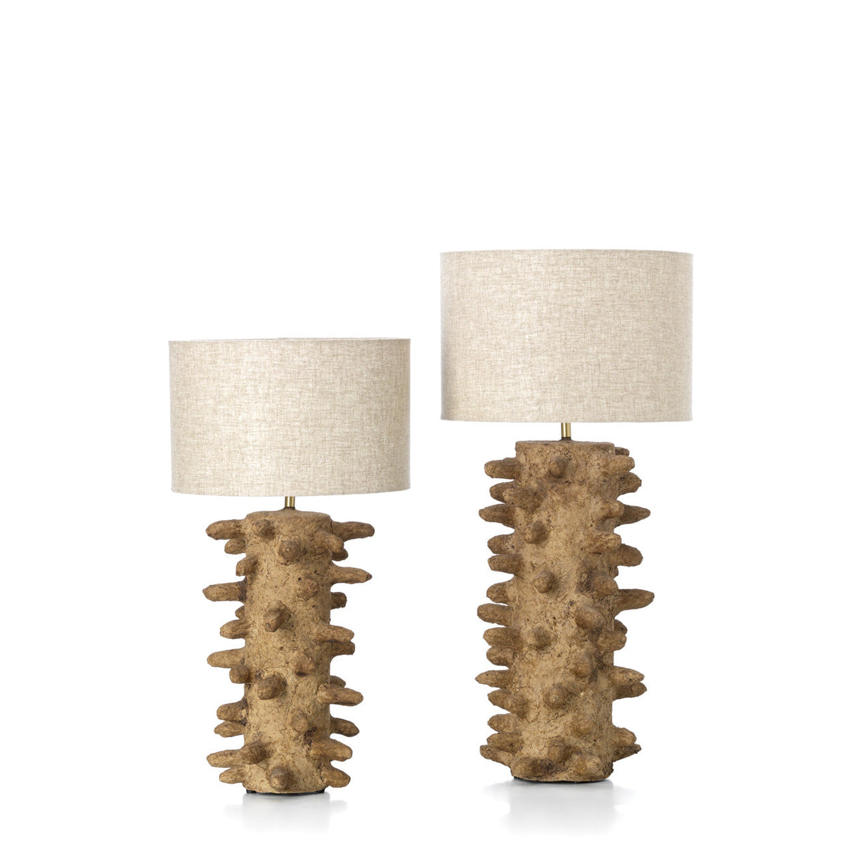 Spiketacular Papier-Mâché Table Lamp – Mud, Large — large and small lamps together