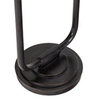 Close-up of the lamp's curved lower frame and tiered circular base, with fine golden lines around the dark edges.