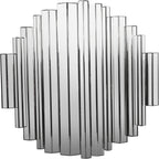 Front view of a mirror with staggered vertical panels forming a stepped outline against a white background.
