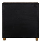 Rear view of the sideboard, showing a plain black back, rectangular top and short natural-toned feet.