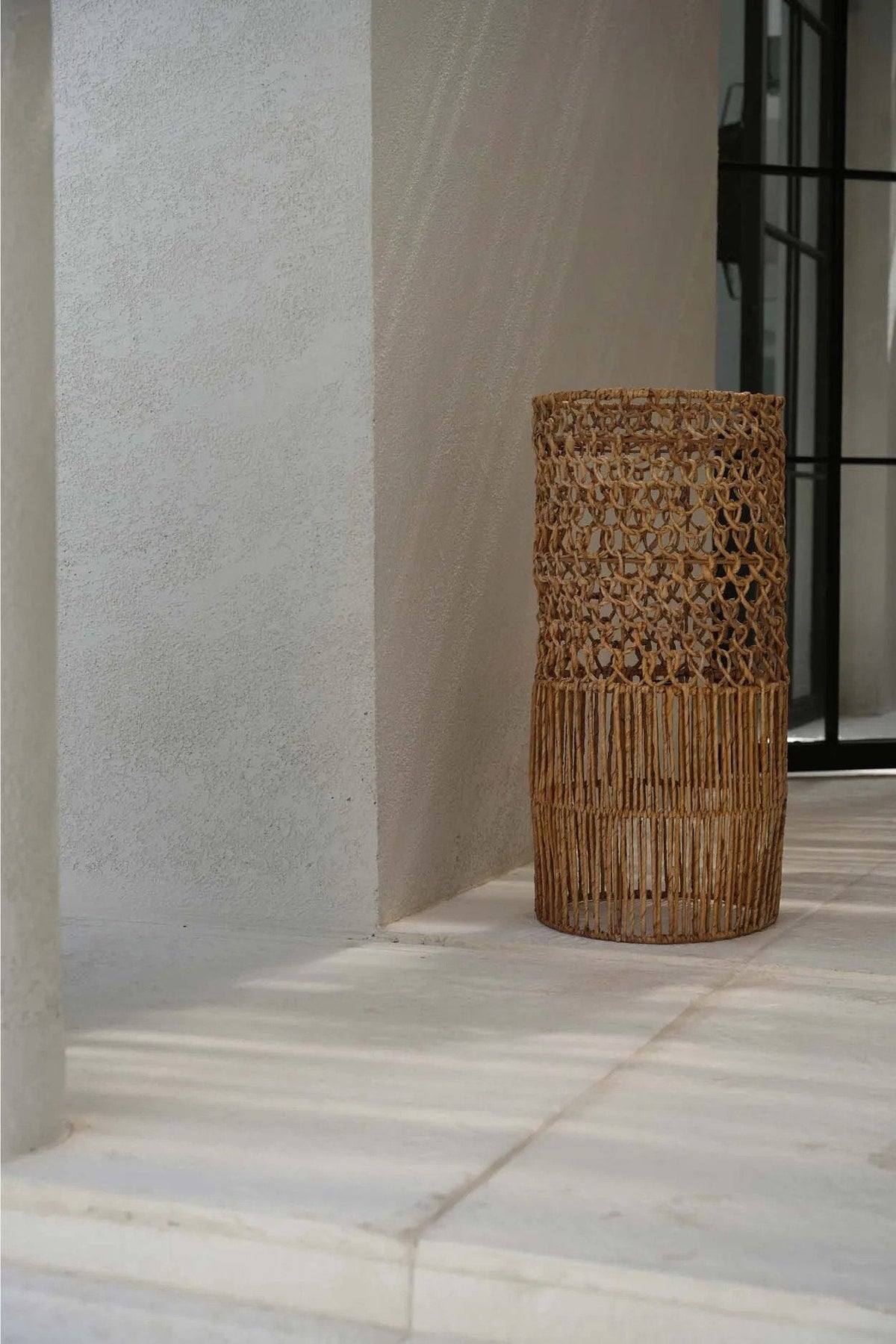Takuhanki Banana Leaf Pendant Light – Natural, Large – full product view in a bright interior
