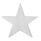 Front view of an off-white five-point star decoration with a broad plain face and softly rounded tan edges.