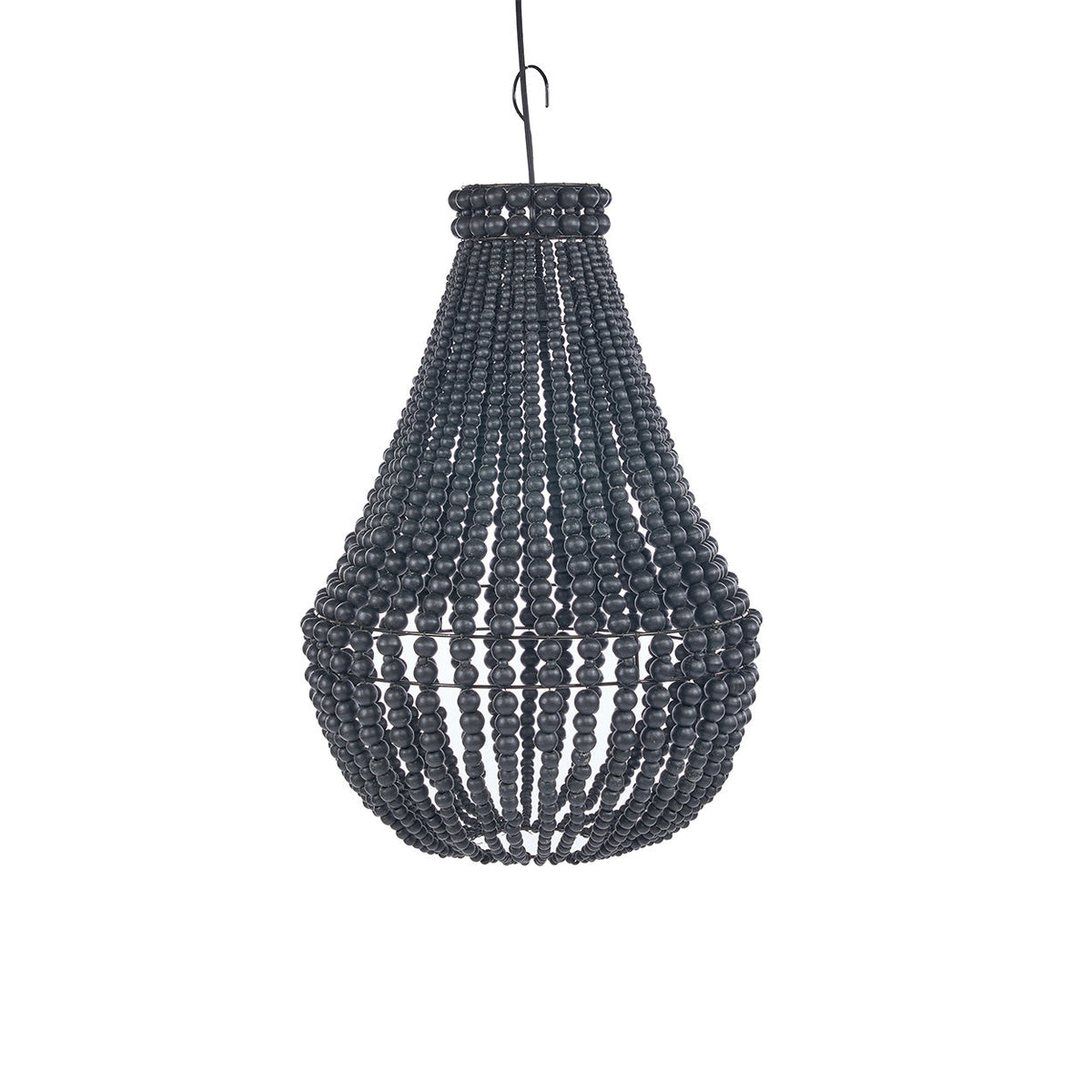 Teardrop Wooden Bead Chandelier – Black, Medium – product view