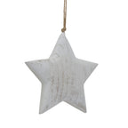 Close-up of the whitewashed star showing fine tan surface markings, softly rounded edges and a knot above the top point.