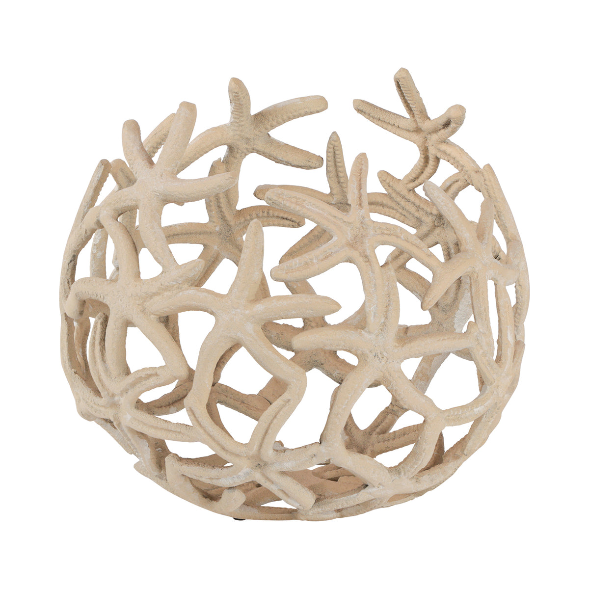 Elevated view of the rounded starfish bowl showing gaps between the textured arms and the open interior.