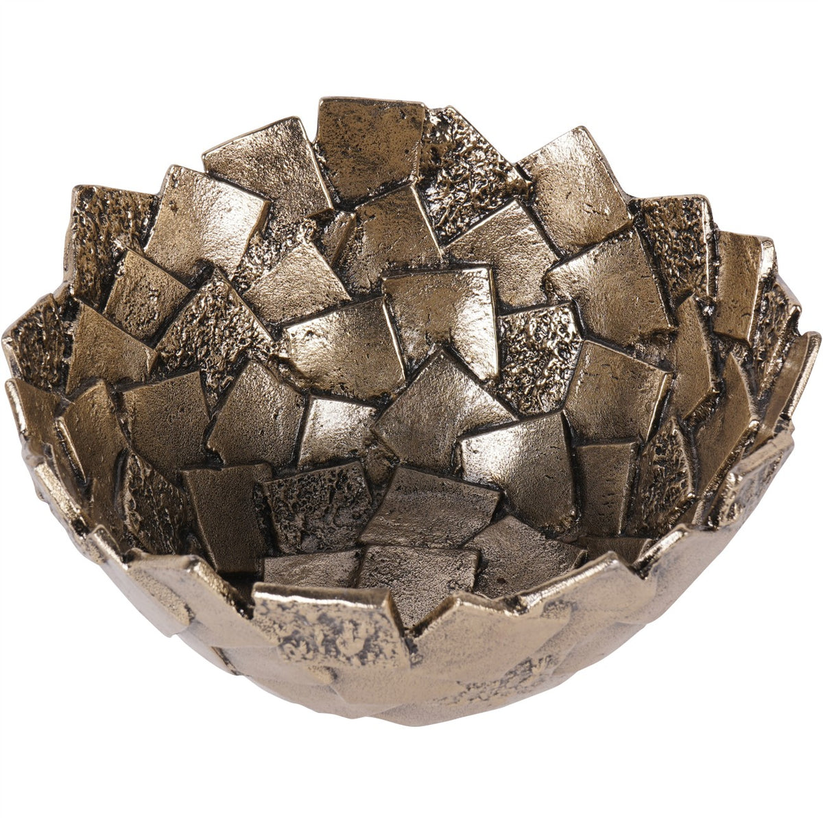 View into the Tor bowl, showing the square pattern across its interior with dark seams and varied surface textures.