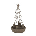 Treeoutline Cuptray Candle Holder with a star-topped open tree above four candle cups in a shallow round tray.