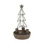 Treeoutline Cuptray Candle Holder with a star-topped open tree above four candle cups in a shallow round tray.