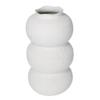 White triple curve vase viewed from slightly above, showing its open neck and textured rounded body.