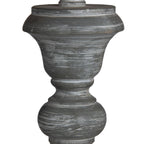 Close-up of the lamp's rounded grey profile, showing pale irregular streaks across the curved surface and raised edges.