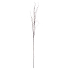 Full view of a dark-brown artificial twig spray with a long straight lower stem and slender curling branches against white.
