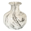 Veined Roll Vase against a white background, showing its rounded off-white body, grey and charcoal markings and flared rim.