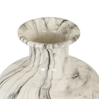 View down into the Veined Roll Vase opening, with grey veining across the rolled rim and inner neck.