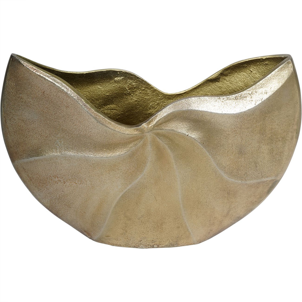 Slightly elevated view of the Volute Vase showing its open interior and dipping, wave-shaped rim.