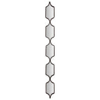 Full front view of the wall mirror with five pointed reflective panels and curved black links on a white background.