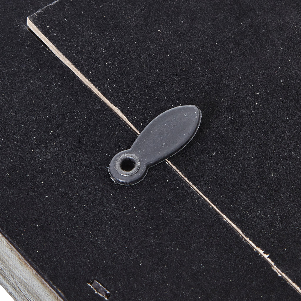 Close-up of an oval rotating retaining tab overlapping the edge of the frame's black rear panel.