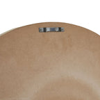 Rear upper edge of the clock showing a silver-coloured sawtooth hanger fixed with two screws to the brown backing.