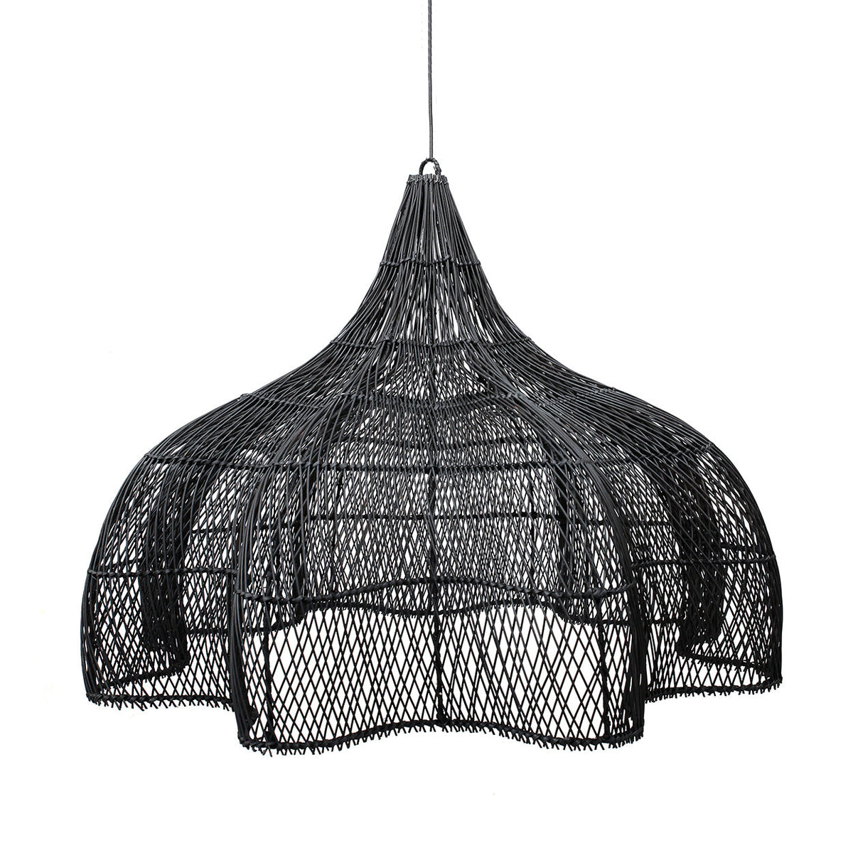 Whipped Rattan Pendant Light – Black, Extra Large – product view